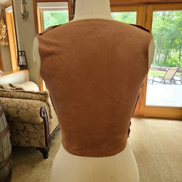 Suede zip up sleeveless crop top - Picture 3 of 4